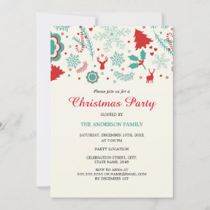 Feestelijke Leuke Groene Rode Kerstfeest Uitnodigi Kaart