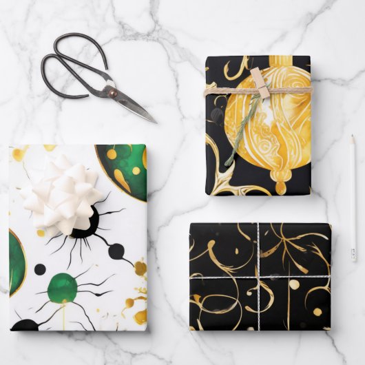 Feestelijke leuke kerstballen inpakpapier vel (Voorkant)