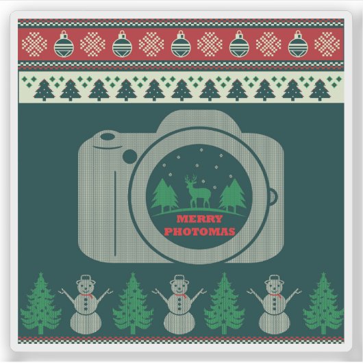 Feestelijke leuke kerstfoto sticker (Voorkant)
