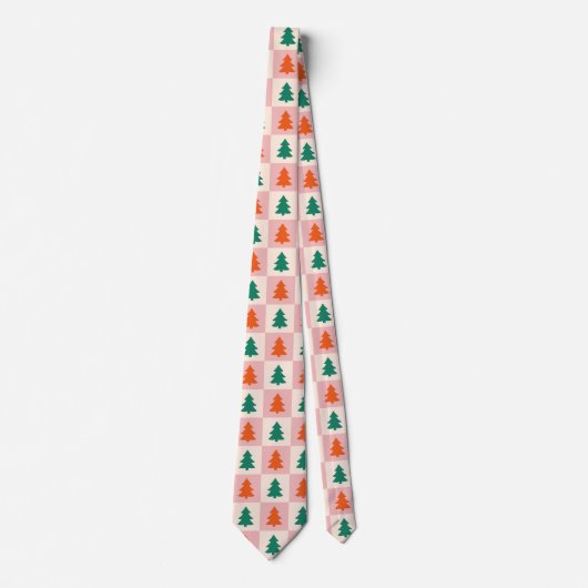 Feestelijke leuke retro kerstbomen Kleurrijk patro Stropdas (Voorkant)