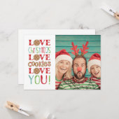 Feestelijke Leuke Schattigee Familie Kerstfoto Kaart (Voorkant / Achterkant in situ)