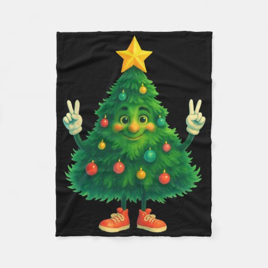 Feestelijke leuke vrolijke kerstboom fleece deken (Voorkant)