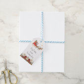 Feestelijke leuke waterverf familie kerst cadeaulabel (Met Touw)