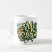 Feestelijke levendige vrolijke kerstillustratie koffiemok (Voorkant links)