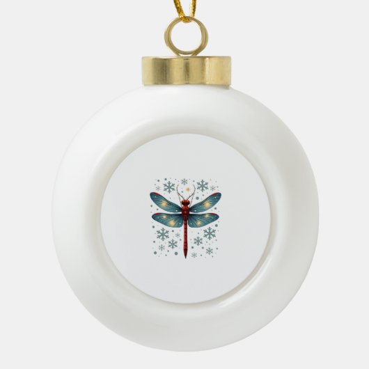 Feestelijke libel gloed keramische bal ornament (Voorkant)