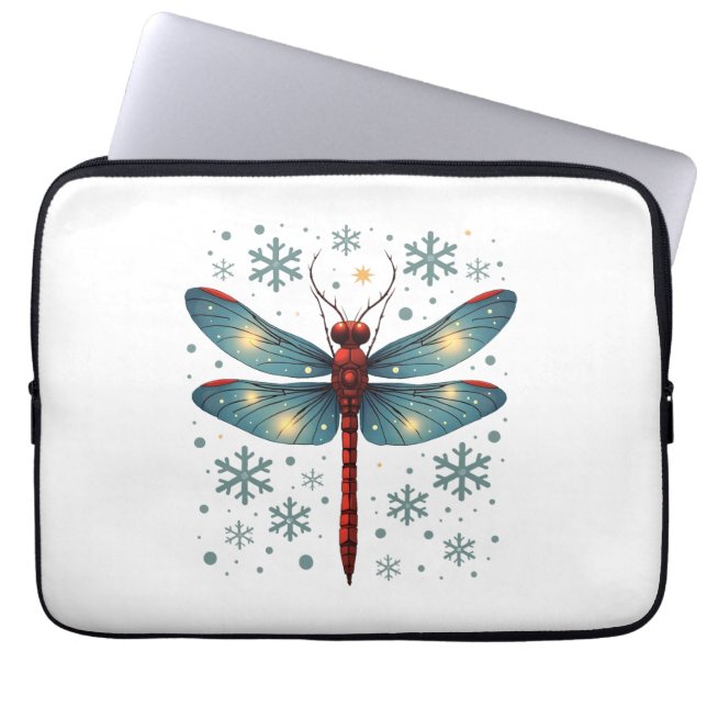 Feestelijke libel gloed laptop sleeve (Voorkant)