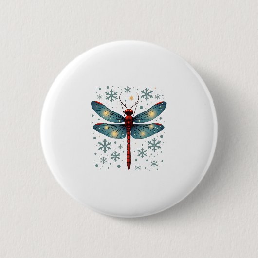 Feestelijke libel gloed ronde button 5,7 cm (Voorkant)