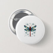 Feestelijke libel gloed ronde button 5,7 cm (Voorkant /achterkant)