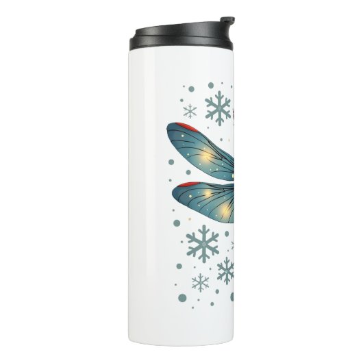 Feestelijke libel gloed thermosbeker (Gedraaid links)