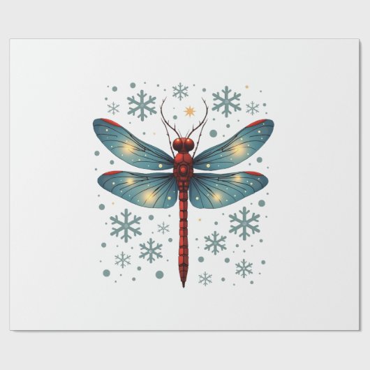 Feestelijke Libelle Gloed Cadeaupapier (Vlak)
