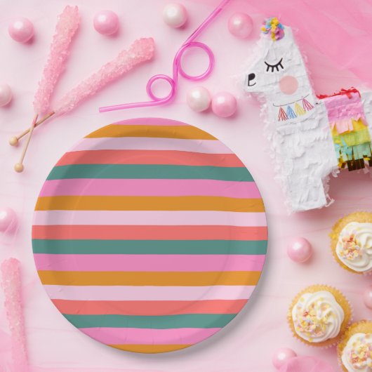 feestelijke lichte streep papieren bordje (Feest)