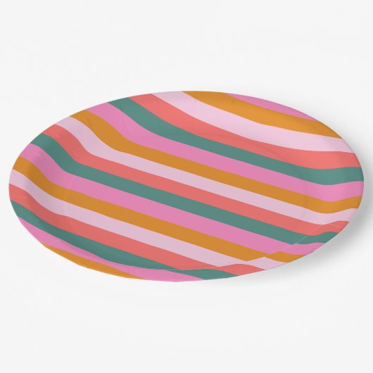 feestelijke lichte streep papieren bordje (Gekanteld)