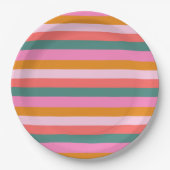 feestelijke lichte streep papieren bordje (Voorkant)
