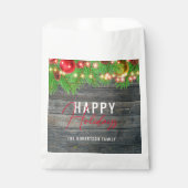 Feestelijke Lichten Baubles Rustieke Vakantie Kers Bedankzakje (Voorkant)