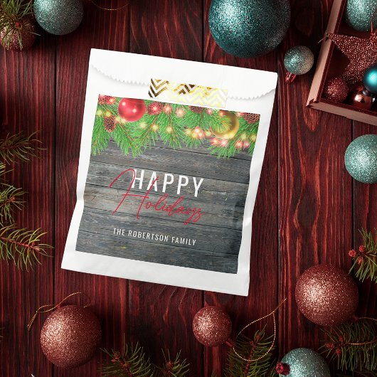 Feestelijke Lichten Baubles Rustieke Vakantie Kers Bedankzakje