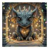 Feestelijke Lichten Chibi Gargoyle Dragon Perfect Poster (Voorkant)