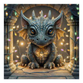Feestelijke Lichten Chibi Gargoyle Dragon Perfect Poster