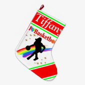 FEESTELIJKE LIEFDE BASKETBAL CUSTOM KERST STOCKING GROTE KERSTSOK (Voorkant (Hangend))