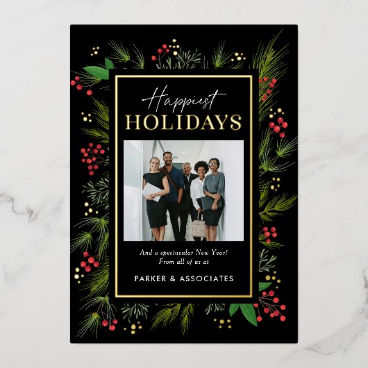Feestelijke Lijst FOLIE Zakelijke vakantie fotokaa Folie Feestdagenkaart (Voorkant)