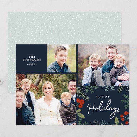 Feestelijke Lijst Vakantie Multi Photo Card Feestdagenkaart (Voorkant / Achterkant)