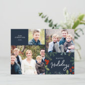 Feestelijke Lijst Vakantie Multi Photo Card Feestdagenkaart (Staand voorkant)