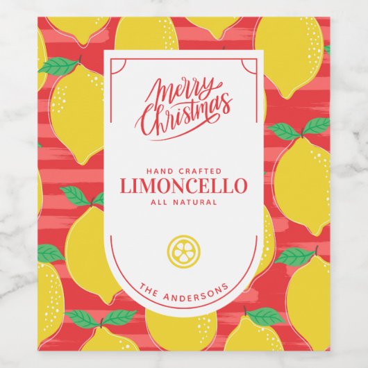 Feestelijke Limoncello Kerstmis Wijn Etiket (Enkel label)