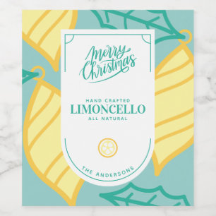 Feestelijke Limoncello Kerstwijn Label Wijn Etiket