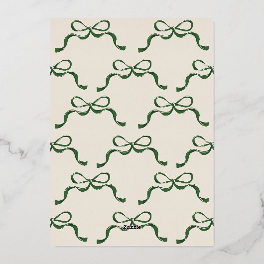 Feestelijke linten & bogen Groen Echt Goud Ovaal F Folie Feestdagenkaart (Achterkant)