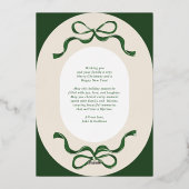 Feestelijke linten & bogen Groen Echt Goud Ovaal F Folie Feestdagenkaart (Achterkant)