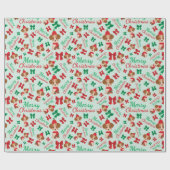 Feestelijke linten Schattigee honden Kerst Licht G Cadeaupapier (Vlak)