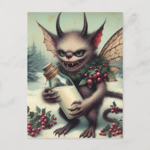Feestelijke Little Christmas Dark Fantasy Critter Briefkaart