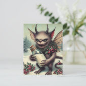 Feestelijke Little Christmas Dark Fantasy Critter Briefkaart (Staand voorkant)