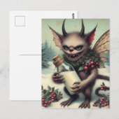 Feestelijke Little Christmas Dark Fantasy Critter Briefkaart (Voorkant / Achterkant)