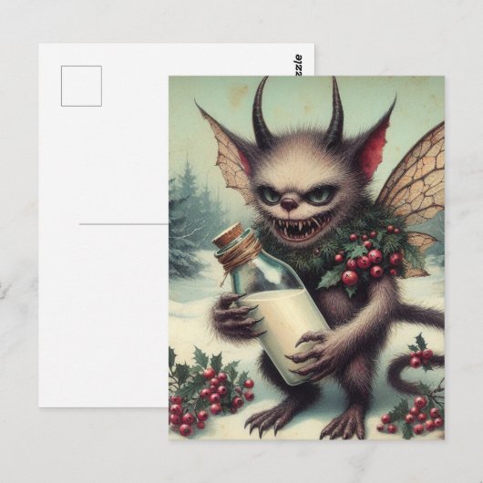 Feestelijke Little Christmas Dark Fantasy Critter Briefkaart (Voorkant / Achterkant)
