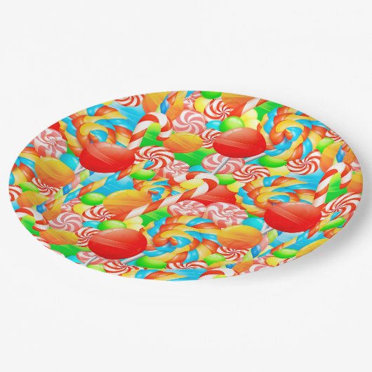 Feestelijke Lollipops Snoep Moderne Kerst Feestdag Papieren Bordje (Gekanteld)