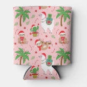 Feestelijke luiaards en lama's vakantiepatroon blikjeskoeler (Voorkant)