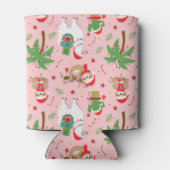 Feestelijke luiaards en lama's vakantiepatroon blikjeskoeler (Achterkant)