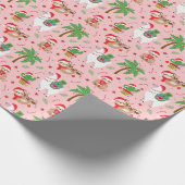 Feestelijke luiaards en lama's vakantiepatroon cadeaupapier (Hoek)