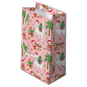 Feestelijke luiaards en lama's vakantiepatroon klein cadeauzakje (Achterkant Gekanteld)