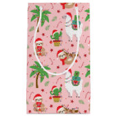 Feestelijke luiaards en lama's vakantiepatroon klein cadeauzakje (Voorkant)