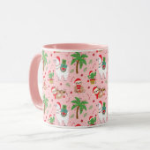 Feestelijke luiaards en lama's vakantiepatroon mok (Voorkant links)