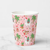 Feestelijke luiaards en lama's vakantiepatroon papieren bekers (Links)