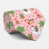 Feestelijke luiaards en lama's vakantiepatroon stropdas (Opgerold)