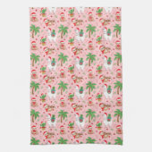 Feestelijke luiaards en lama's vakantiepatroon theedoek (Verticaal)