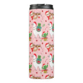 Feestelijke luiaards en lama's vakantiepatroon thermosbeker (Achterkant)