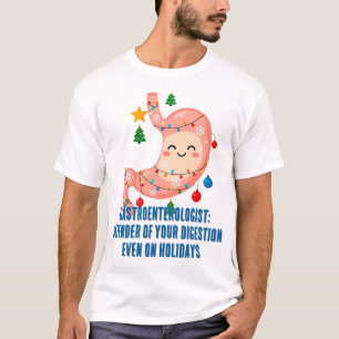 Feestelijke maagcartoon voor vakantiegastrohelden t-shirt