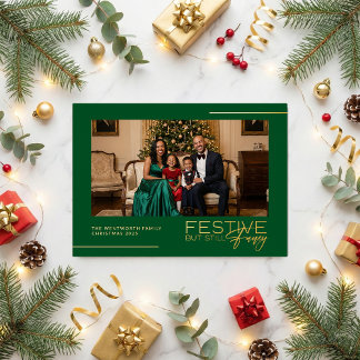 Feestelijke maar toch chique foto folie kerstkaart uitnodiging