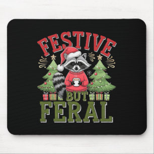 Feestelijke maar wilde wasbeer Kerstman Fun Anim Muismat