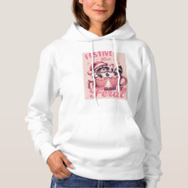 Feestelijke maar wilde wasbeer roze kerst hoodie