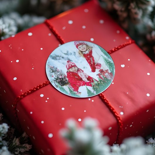 Feestelijke Magische Winter Sneeuw Wereldbol Kerst Ronde Sticker